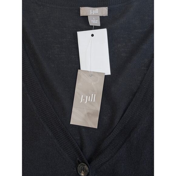 J.Jill women’s black button-front cardigan sz L NWT minimalist work travel - Picture 4 of 4